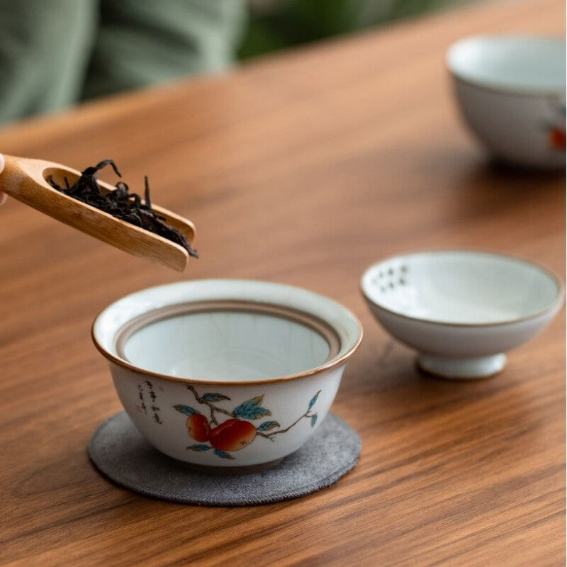Portable Tea Set Travel Porcelain Tea Pot With Lid Infuser Holes Matching Cup
