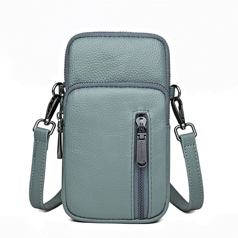 Luxury Handbags Genuine Leather Vintage Shoulder Purse Black/Green Bag 11*19*6CM