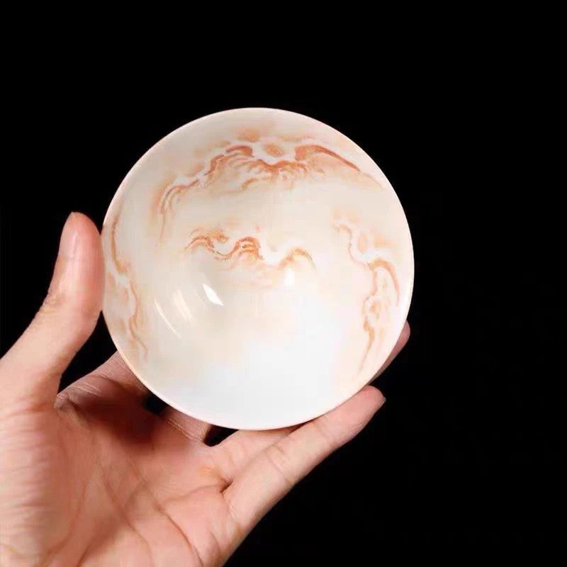 90ml Jingdezhen Porcelain Chinese Tea Cup Glaze Dragon Handmade Kung Fu Teaware