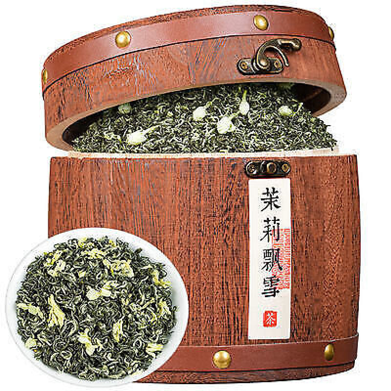 茉莉飘雪茉莉花茶浓香型茶叶新茶川茶木桶礼盒装500g Jasmine Snow Jasmine Tea Strong Scented Sichuan Tea