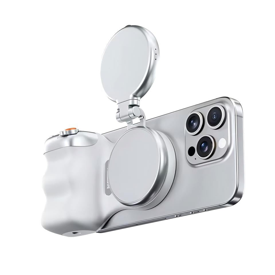 TELESIN Phone Grip – 8X Magnet, Dual Fill Light, 360° Remote