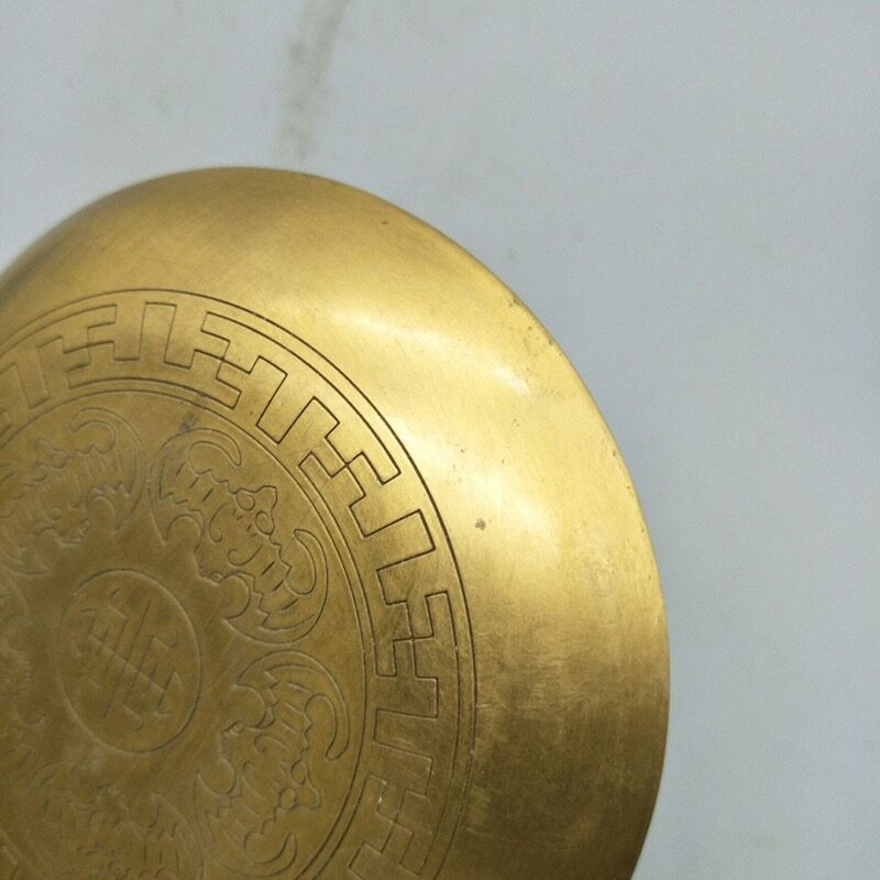11cm Buddhism Copper Plate Auspicious Tibetan Brass Engraving Dish Decoration