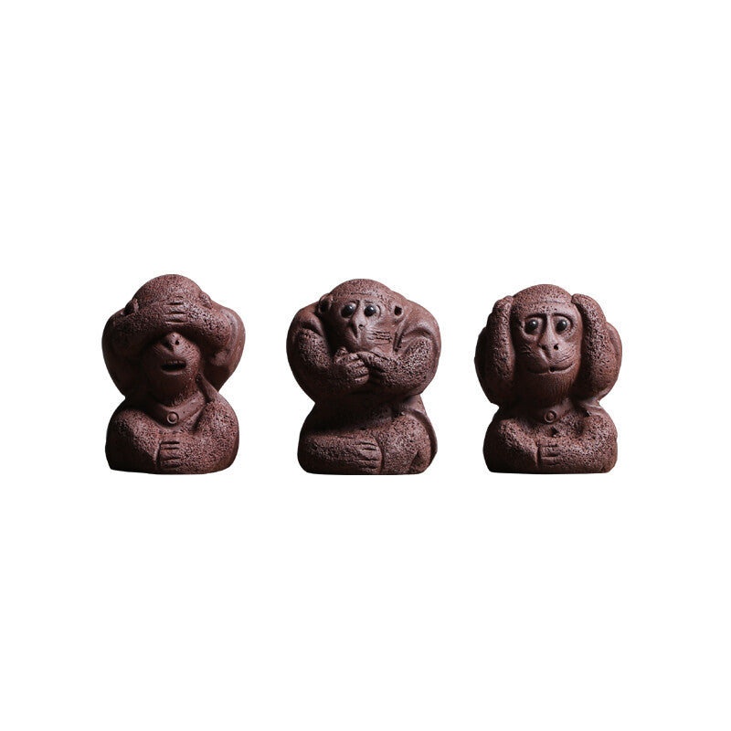 3pcs/lot Little Monkey Statue Home Table Decoration Lovely Zisha Tea Pet Mascot