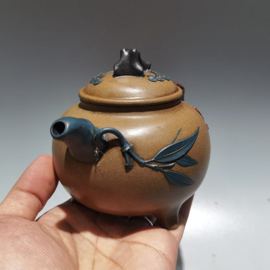 China Yixing Zisha Clay Handmade Exquisite Kung Fu Tea Set Teapot 品名:松竹梅壶 底款:汪寅仙