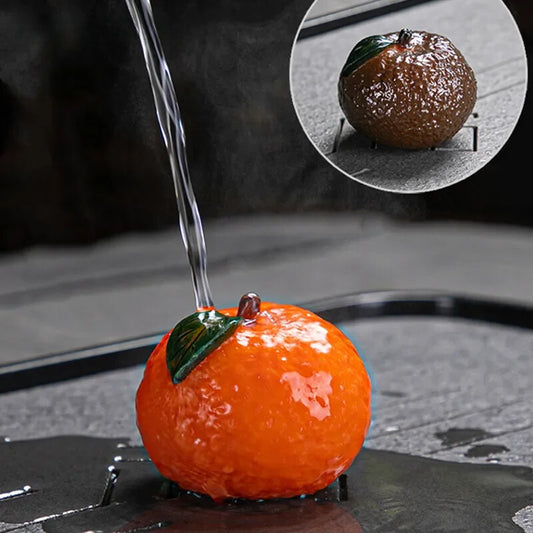 Chinese Resin Color Changing Tea Pet Lucky Orange Model Tea Figurine Ornaments