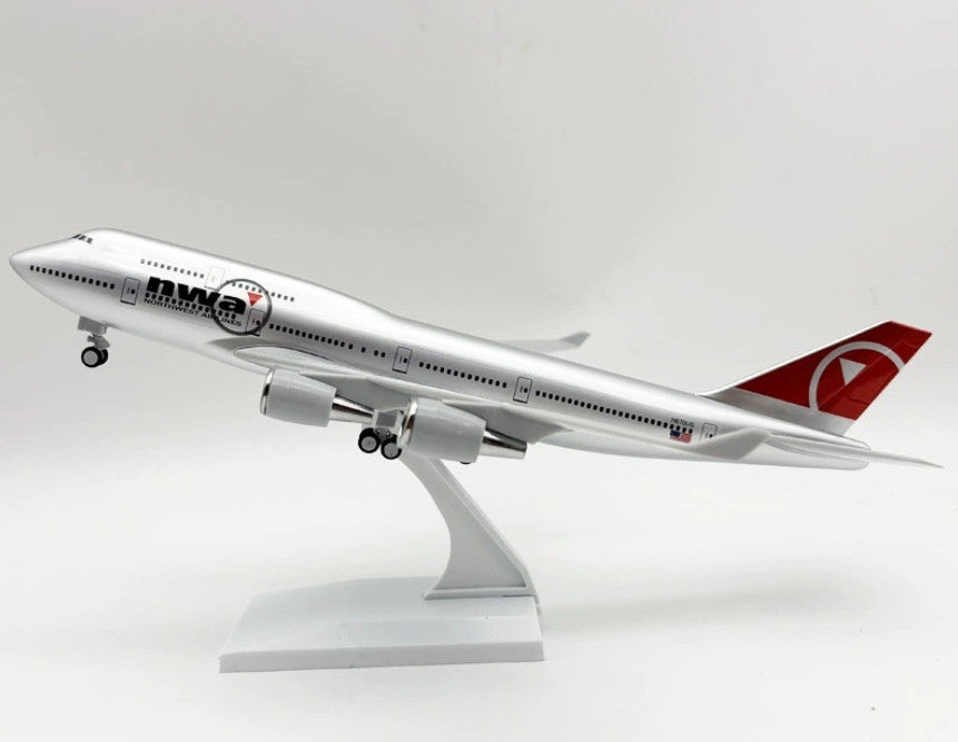 30CM NWA NORTHWEST AIRLINES BOEING 747-400 Airplane Landing Gear Resin Model