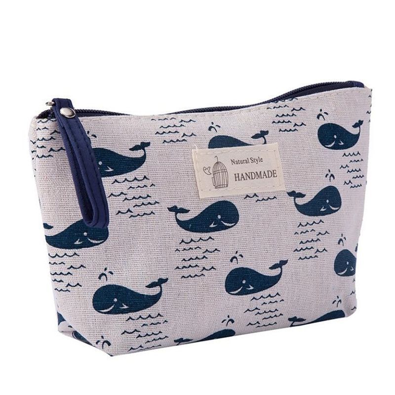 1pc Multifunctional Canvas Makeup Bag Traveling Storage Bag Zipper Purse 22*13cm