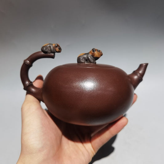 Chinese Old Yixing Clay Teapot Panda Pots Purple Sand Teapot 400cc