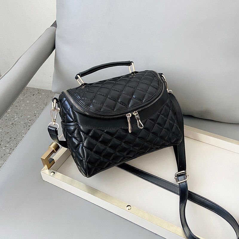 Fashion Crossbody Bags Women Soft Leather Handbag Casual Bucket Bag Purse Zipper