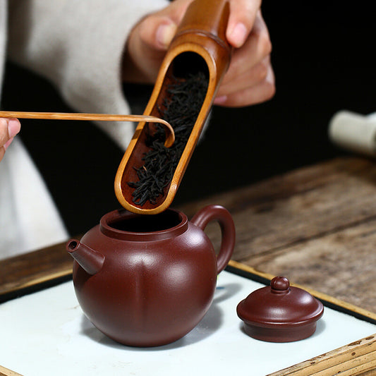 4.6" Collect Chinese Yixing Zisha Pottery Purple Zhu Clay 180ML Mesh Teapot 宫灯