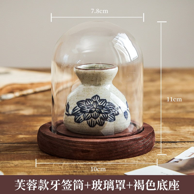 Vintage Ceramic Household Toothpick Box Chinese Style Mini Storage Bottle