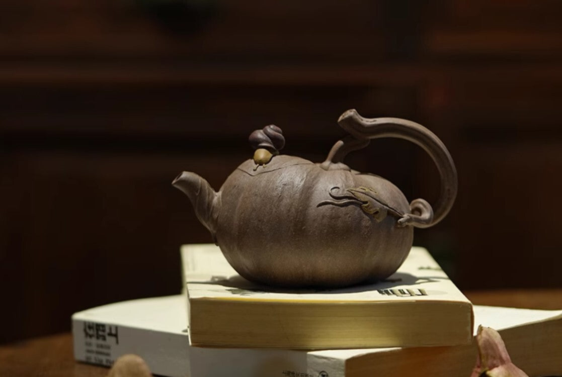 260cc chinese Yixing Handmade Zisha teapot Duan Clay pumpkin Gongfu Hu Tea Pot