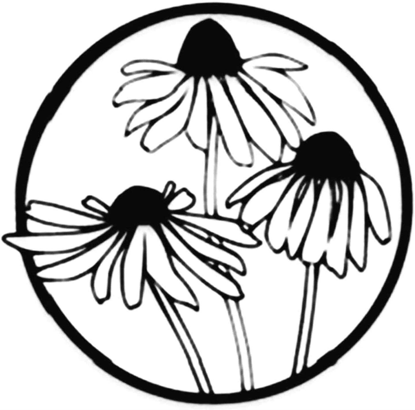Flower Metal Wall Art, Metal Wall Sculpture, Round Flower Silhouette Wall Decor
