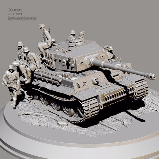 1/48 resin figure model Kit 3D printing of WW II tanks and soldiers Unassembled