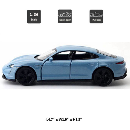 1:36 Porsche Taycan Turbo S Model Car Diecast Toy Vehicle Kids Toys Gifts Blue