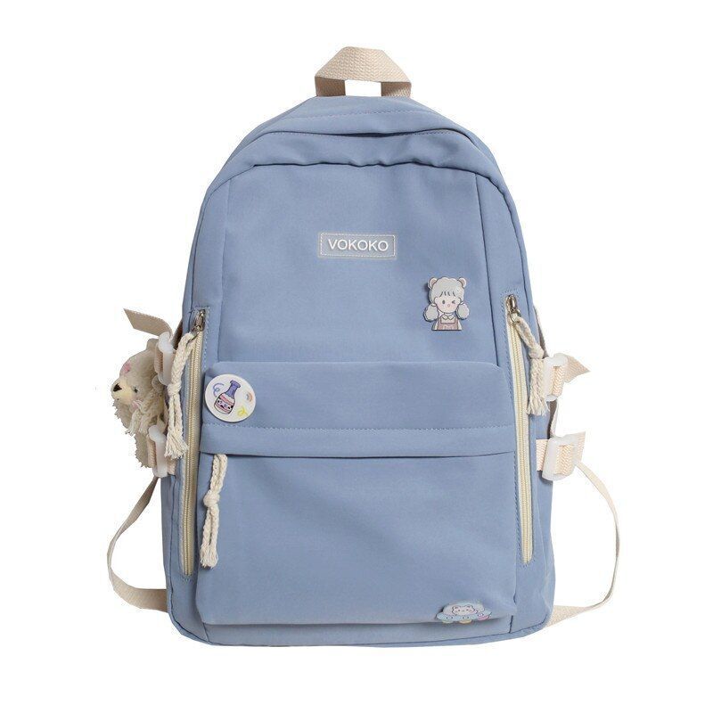 Women Nylon Backpack School Book Bag Traveling Pink/Blue/White Large 30*12*41 CM