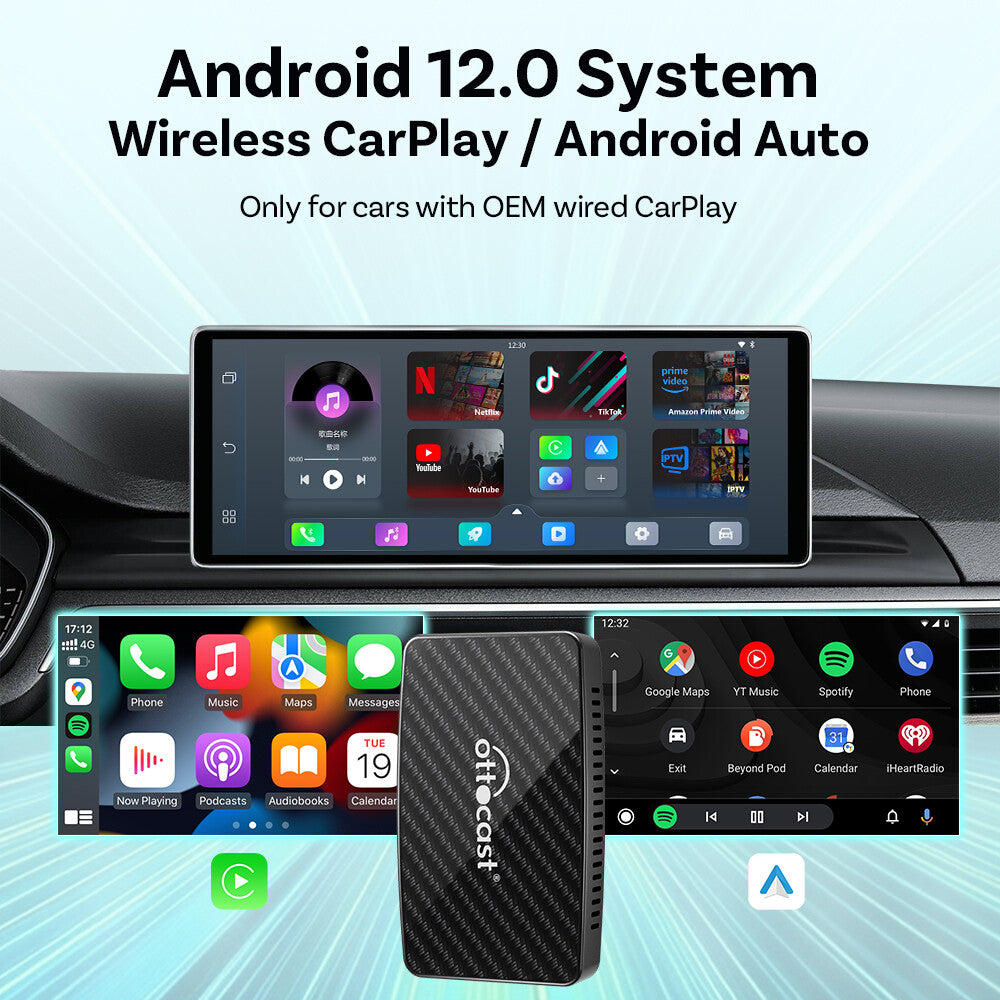 Ottocast Play2Video Pro - 3in1 Wireless CarPlay/Android Auto+Streaming