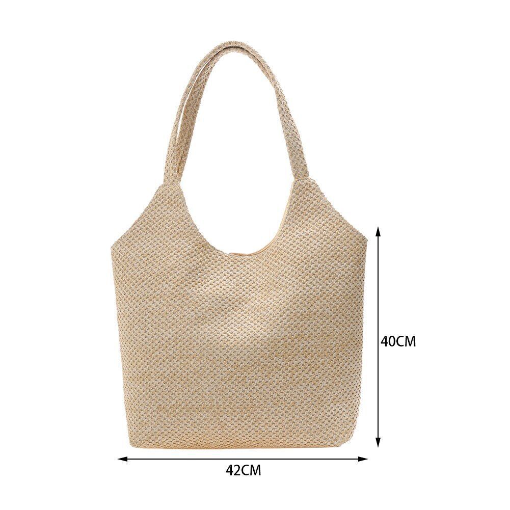 Women Handmade Straw Bag Rattan Woven Handbag Vacation Large Tote Bag 42*40*10CM