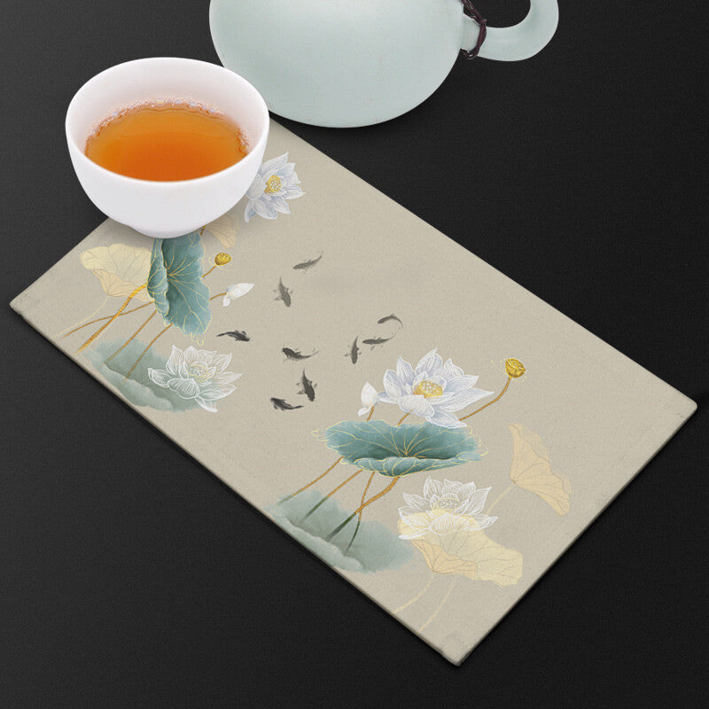 Velvet Fiber Tea Towel Water Absorbent Towel For Tea Set Pot Zen Style Lotus New