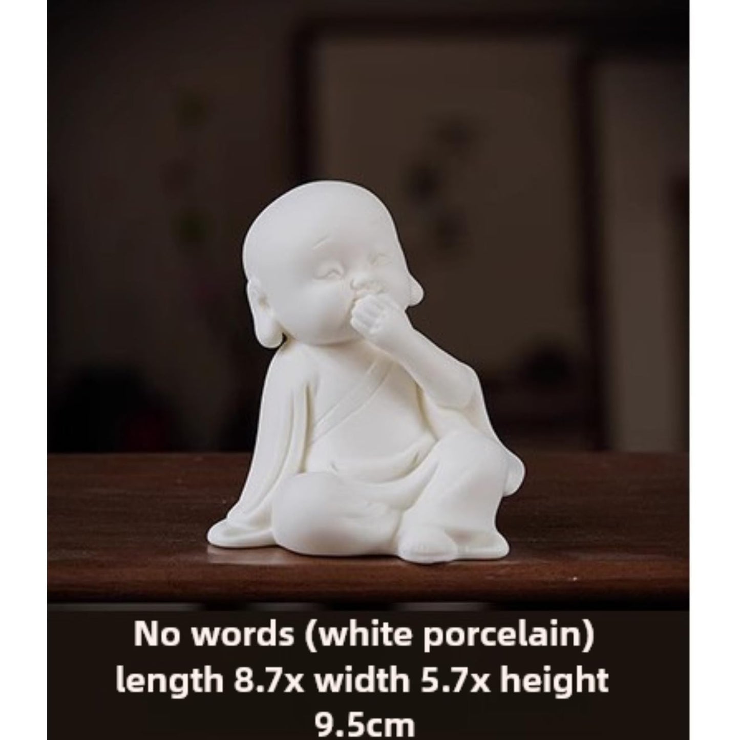 Little Monk White Ceramic Tea Pet Ornament 9.5cm Tea Table Decoration Tea Play