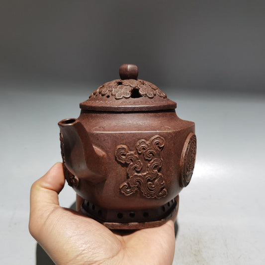 Chinese Yixing Zisha Clay Handmade Exquisite Teapot (招财进宝 低款:曼晞陶艺)