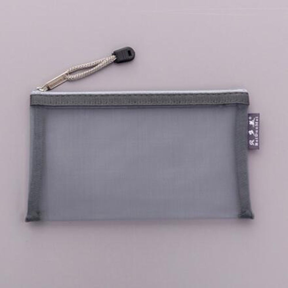 1Pc Transparent Grid Zipper Bag Pencil Case Storage Package 11*20CM PVC Cosmetic