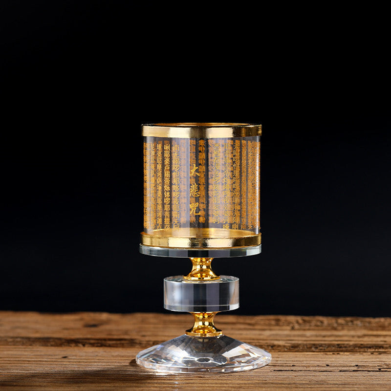 4.3" Buddhist Crystal Oil Lamp Holder Windproof Lampshade Buddha Hall Ornaments
