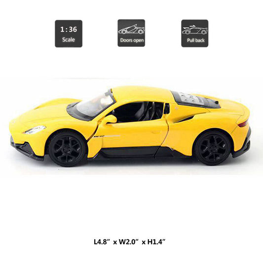 1/36 Scale Maserati MC20 Model Car Diecast Toy Vehicle Kids Toys for Boys Yellow