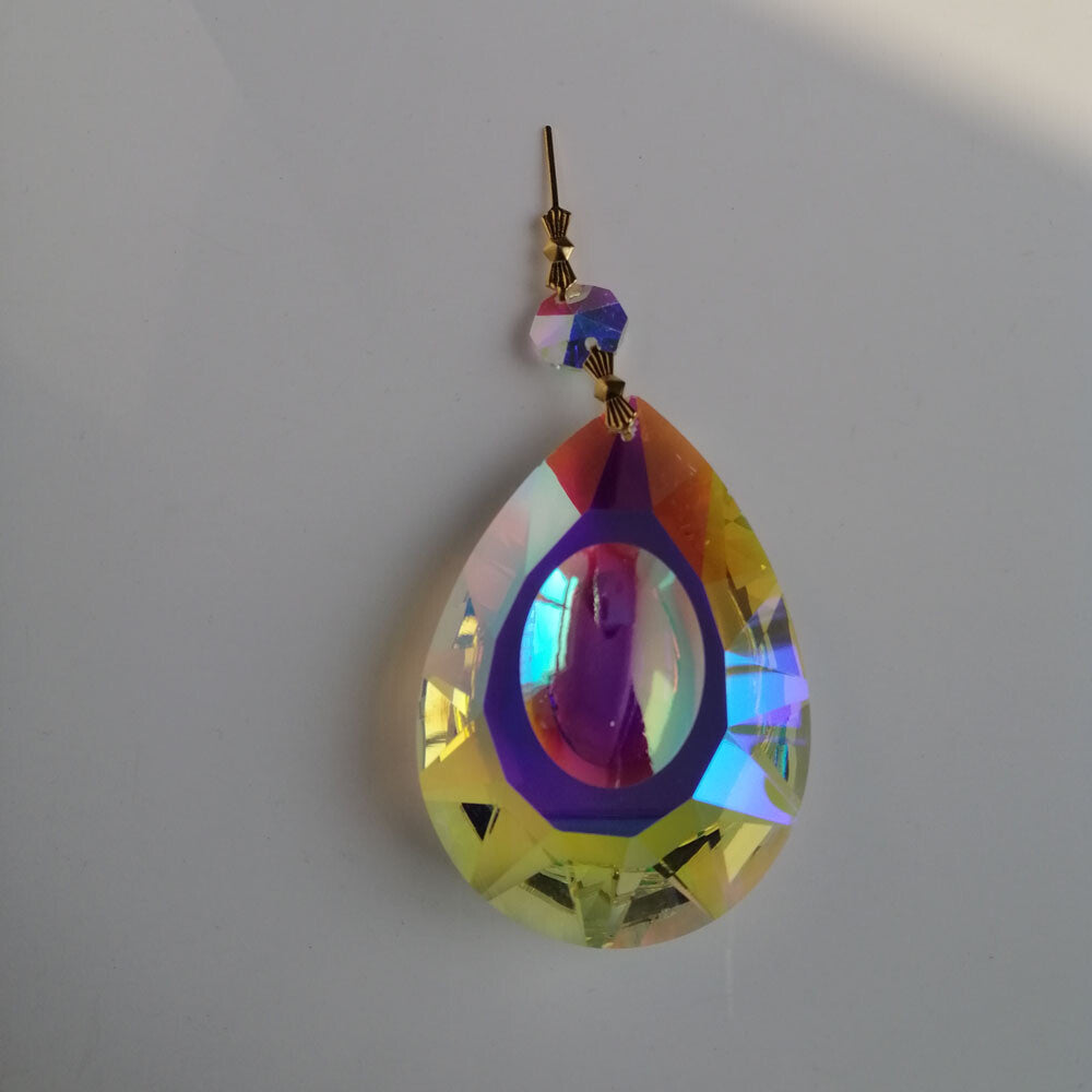 5pcs 76mm Longyan ABcolor Crystal Prisms Pendant Suncatcher Lamp Part Home Decor