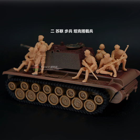 1/72 1/64 1/87 WWII Soviet Infantry Tank Crew 6-persons Unpainted Model Toys