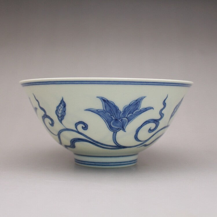 5.8" Collect Chinese Qing Blue White Porcelain Xuan Flower Branch Bowl