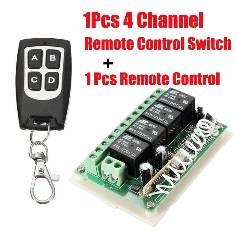 Wireless Remote Control RF Switch 433mhz DC 12V 4CH 4 Channel Relay Receiver 12p