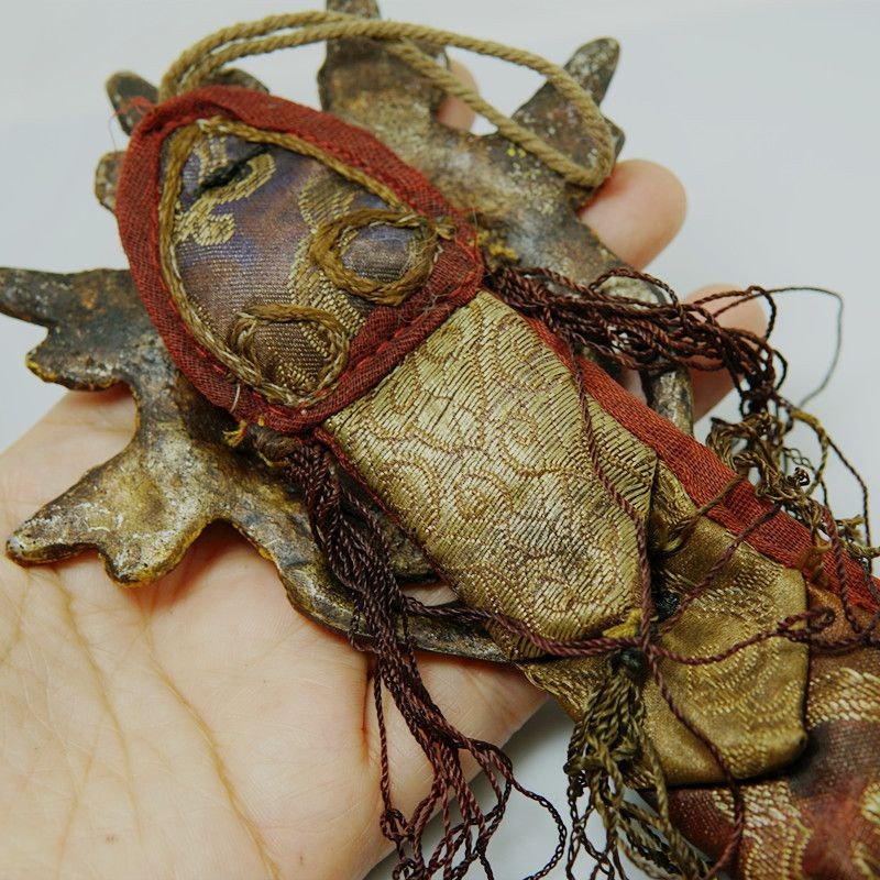 New Brass Citipati Skull Pendant Nepal Handmade Ritual Prayer Flag Decor