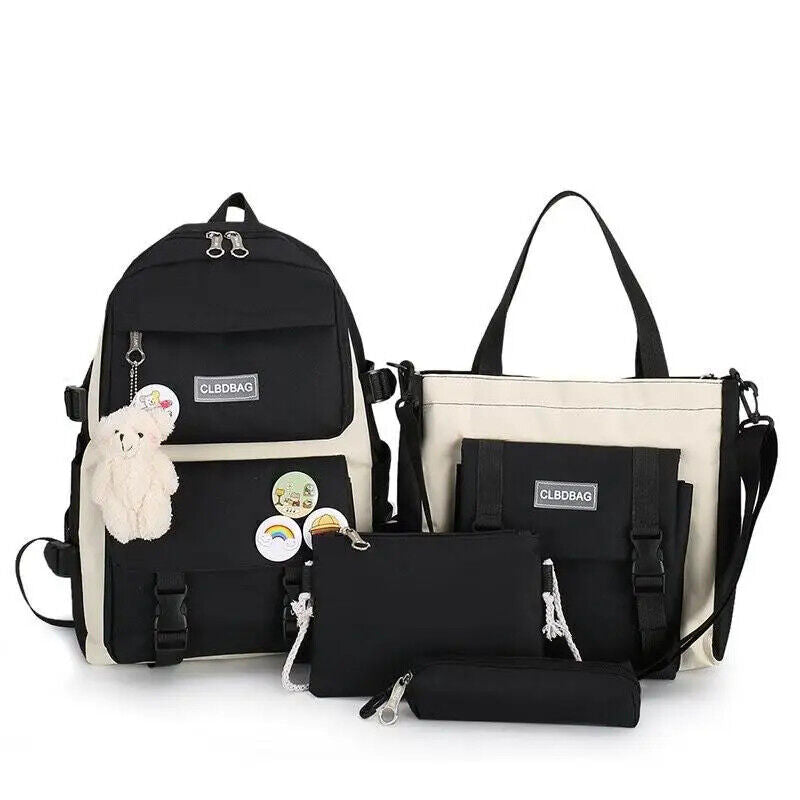 5 Piece Set School Bags Teenage Girls Women Backpack Teen Student Schoolbag