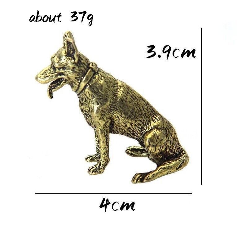 Lucky Dog Brass Animal Statue Small Sculpture Tabletop Figurine Home Decor Gifts