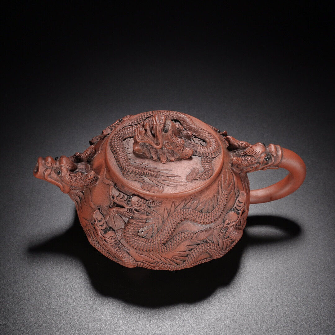 Chinese Yixing Zisha Clay Handmade Exquisite Teapot (九龙石瓢 【底款】顾景舟)