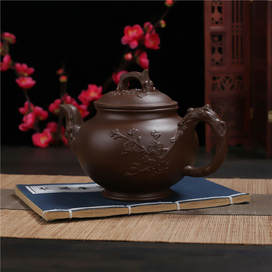 750ml Yixing Zisha Clay Pottery Tea Pot Teapot Flowers Handmade Large Clay Pot