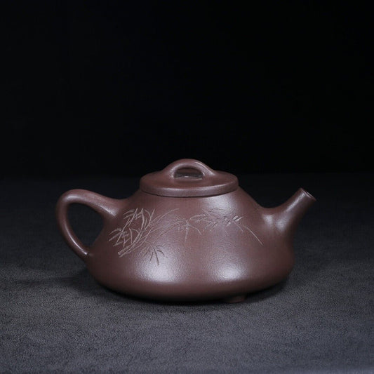 l-0Chinese Yixing Zisha Clay Handmade Exquisite Teapot (环龙三足 【底款】周桂珍)
