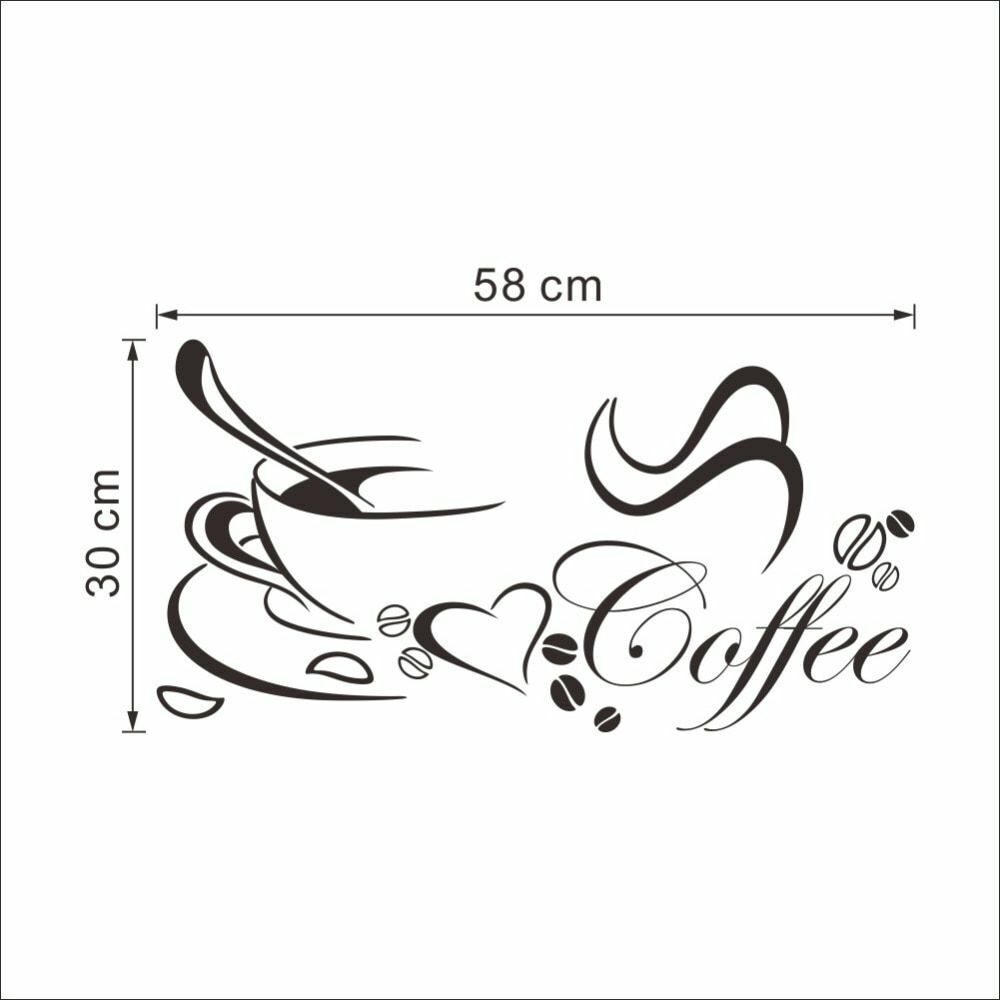 Wall Stickers Coffee Cup Vinyl Quote Restaurant Kitchen Removable Home Decor Art