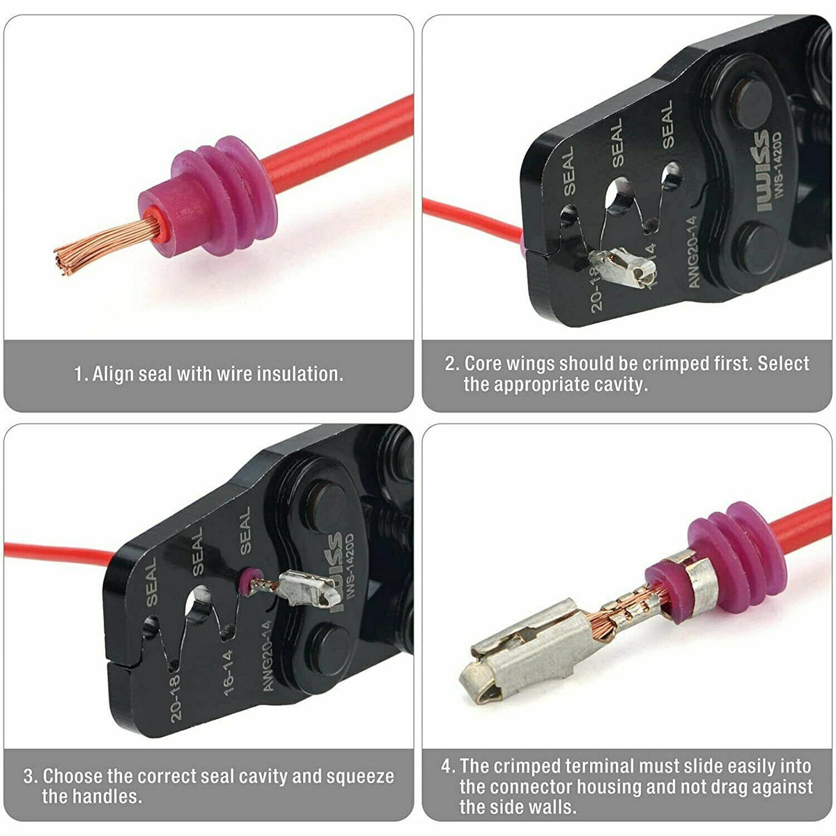 IWS-1420D Weather-Pack Metri-Pack Crimping Tool 14-20AWG Wire Crimper Pliers
