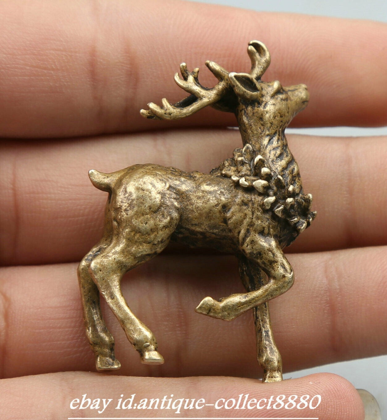Curio Chinese Bronze Animal Lovable Deer Small Statue Statuary Tea Pet