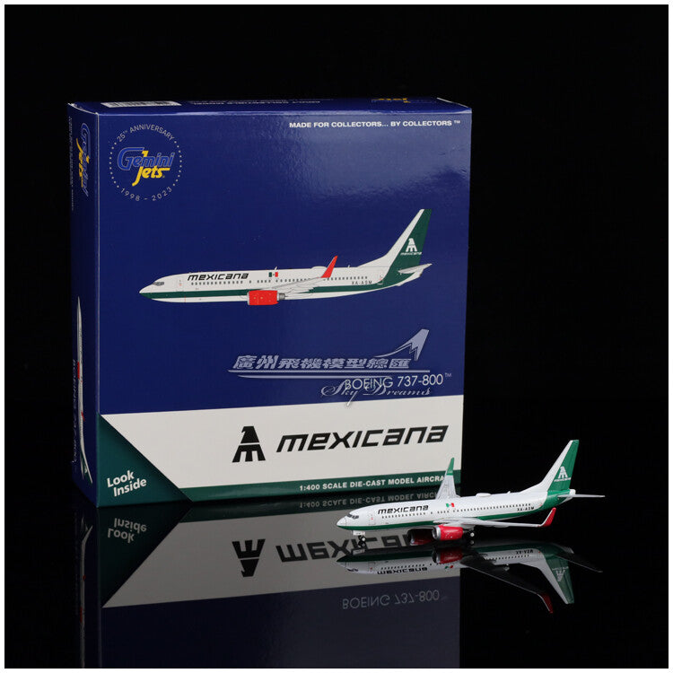 1:400 GeminiJets Mexicana BOEING B737-800W Airplane Diecast Plane Aircraft Model