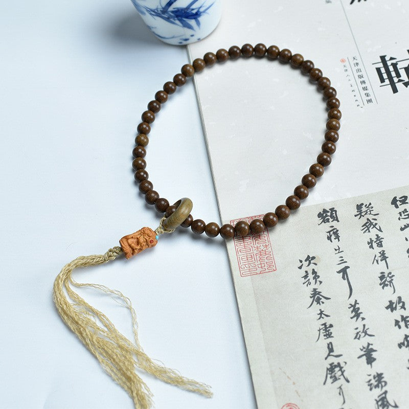 8mm Tara Tassel Pendant Double Wrap Prayer Beads Bracelet Braided