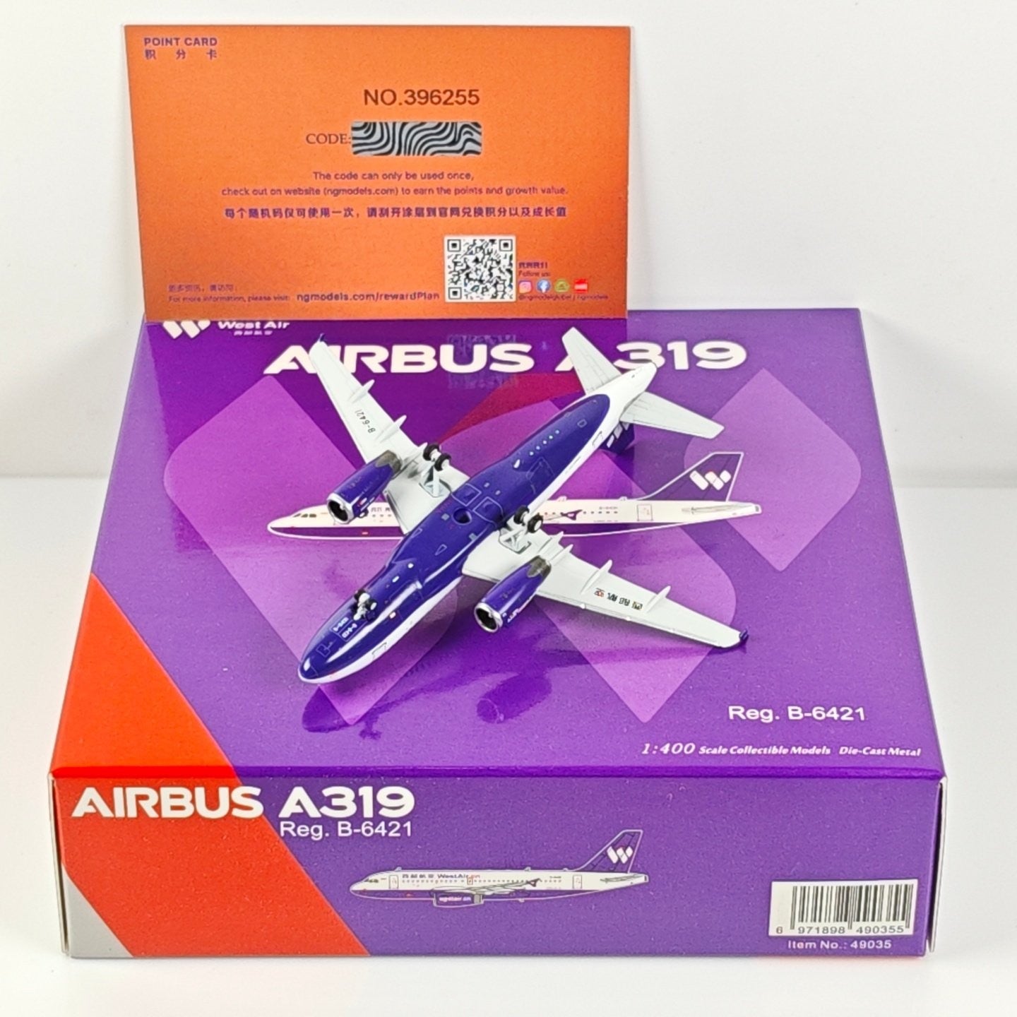 1:400 NG Models West Air Airbus A319 B-6421 Diecast Aircraft Plane Model