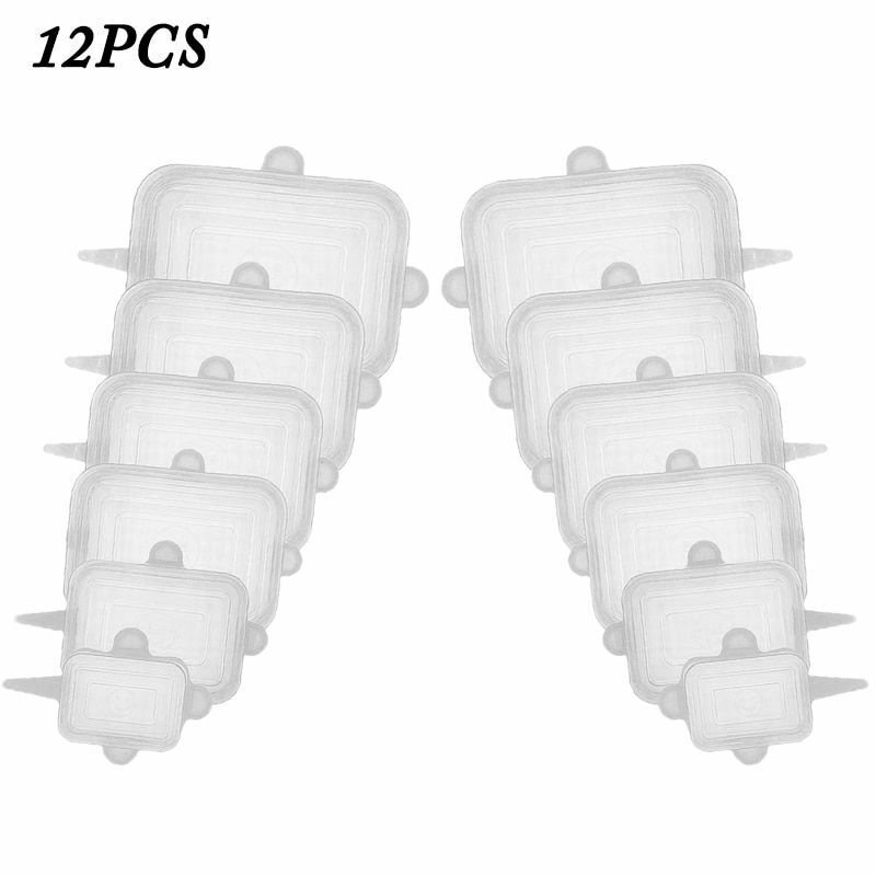 Silicone Stretch Food Cover 12pcs Reusable Elastic Adjustable Bowl Lid Universal