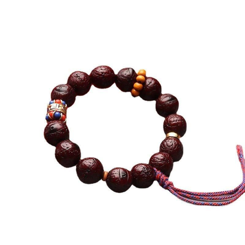 Nepal Phoenix Eye Mala 15mm Jadeized Skin Prayer Beads Bracelet