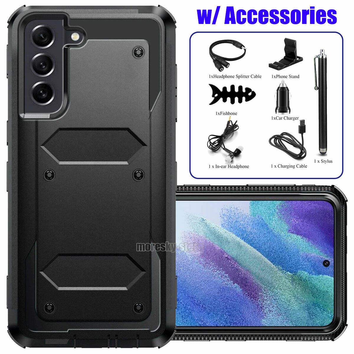 For Samsung Galaxy S21 FE 5G Shockproof Case Rugged Phone Cover w/ Accessories