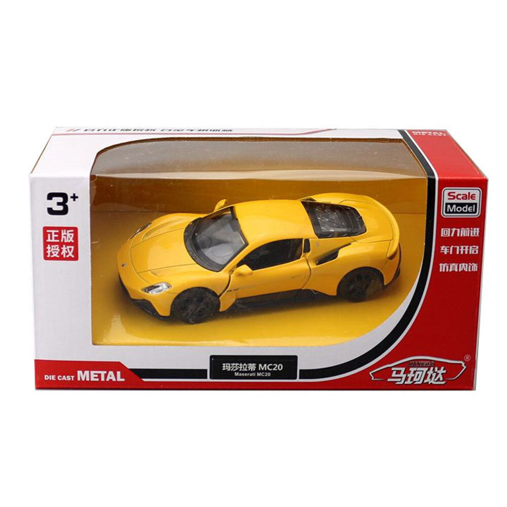 1/36 Scale Maserati MC20 Model Car Diecast Toy Vehicle Kids Toys for Boys Yellow