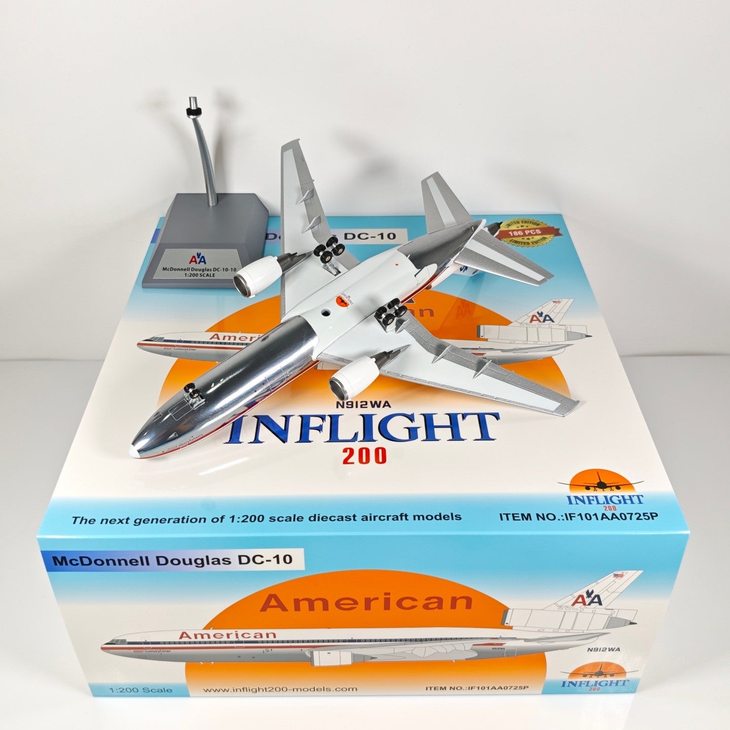 1:200 InFlight American DC-10 N912WA Airplane Diecast Plane Model
