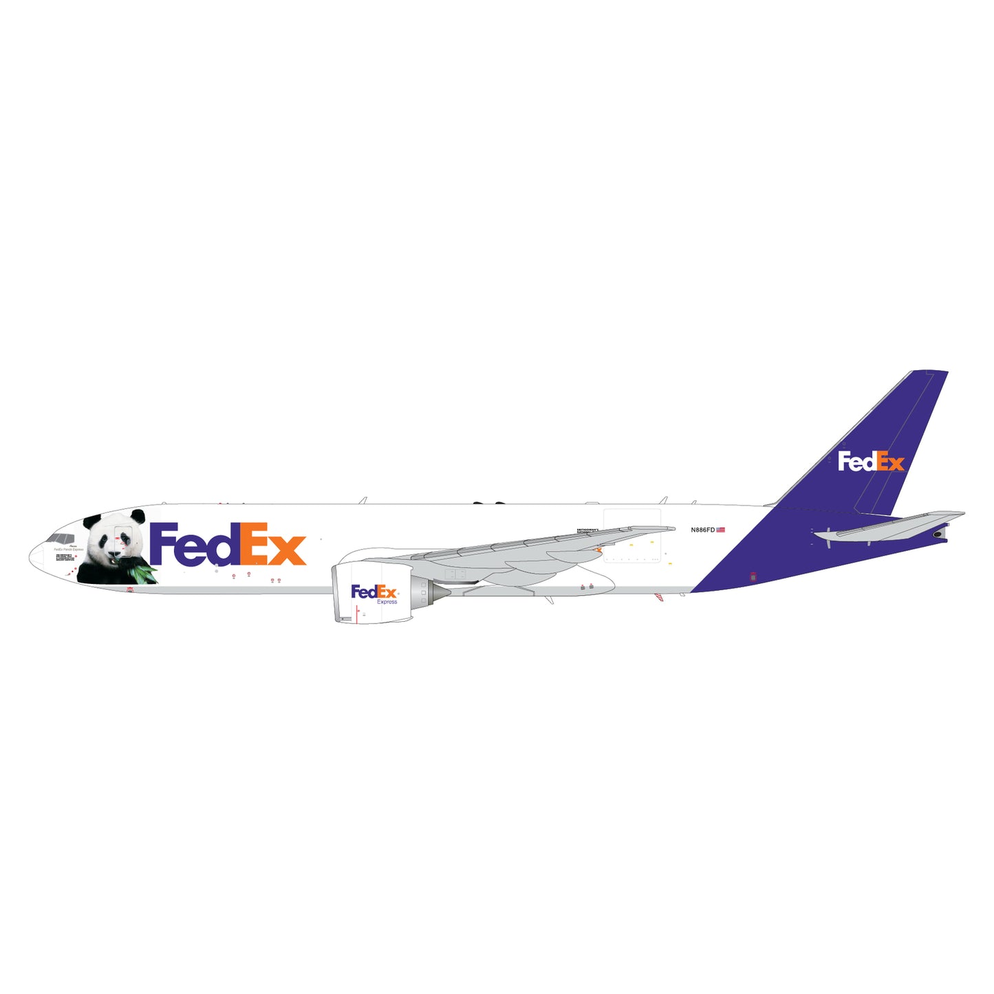 1:200 GeminiJets FedEx Panda Boeing 777-200LRF Airplane Diecast Model